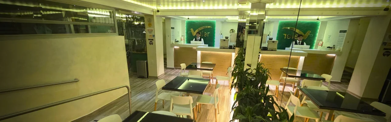 Recepción e interior del Hotel Veler